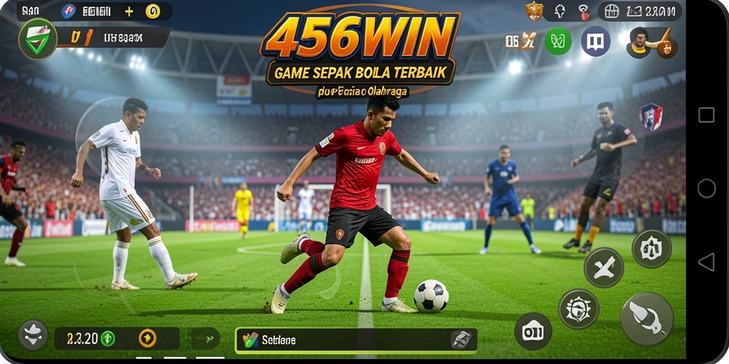 Tampilan gameplay seru dalam 456WIN yang menampilkan aksi sepak bola.