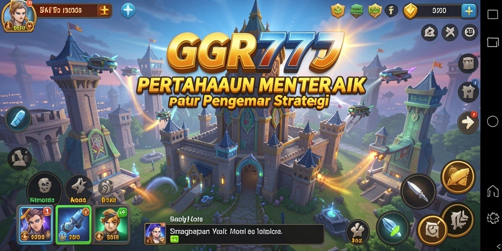 Tampilan utama GGR777 dengan menara pertahanan yang strategis.