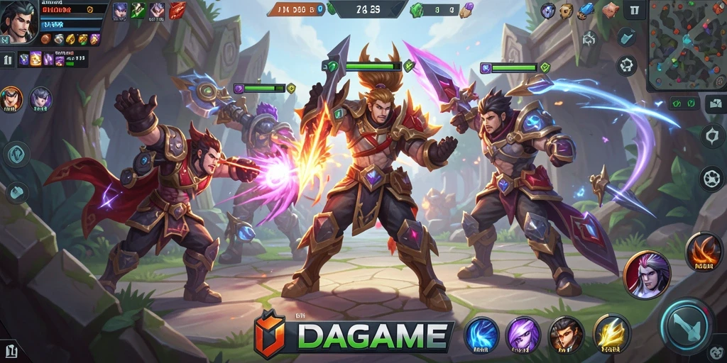 Tangkapan layar menunjukkan aksi seru gameplay MOBA di IDAGAME.