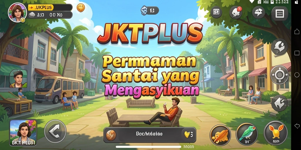 Tangkapan layar gameplay JKTPLUS yang menampilkan aksi santai dan seru.