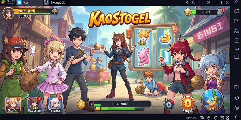 Tampilan gameplay KAOSTOGEL yang menampilkan aksi seru karakter Anime.