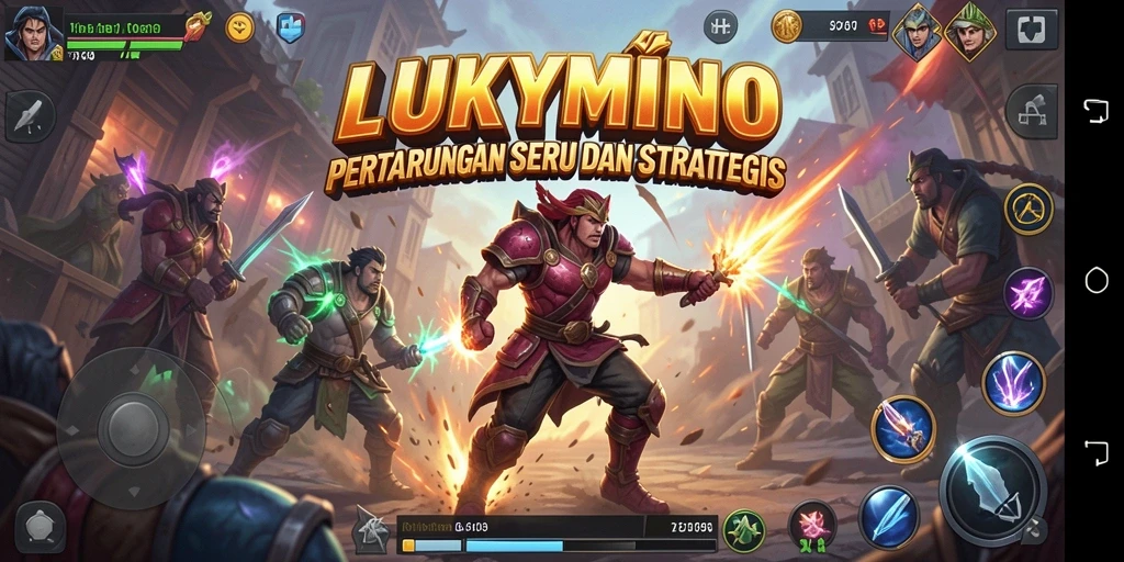 Gameplay LUKYMINO menampilkan pertarungan seru antara karakter.
