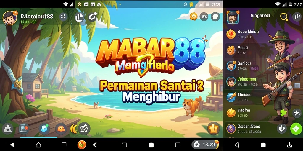 Tampilan gameplay MABAR88 yang ceria dan menyenangkan.