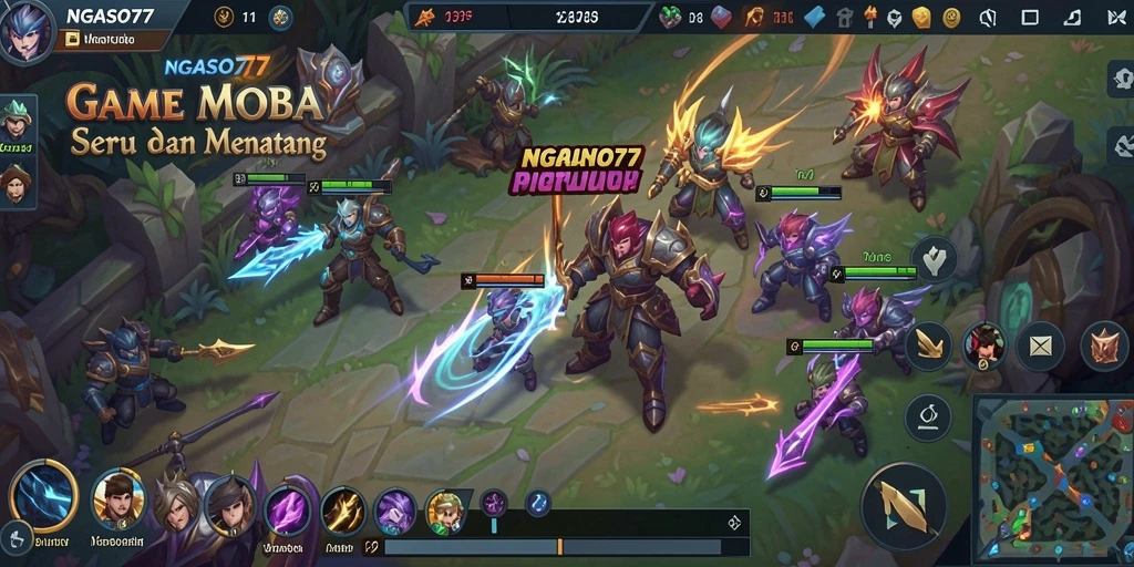 Gameplay NGASO77 yang intens dan mendebarkan di arena MOBA.