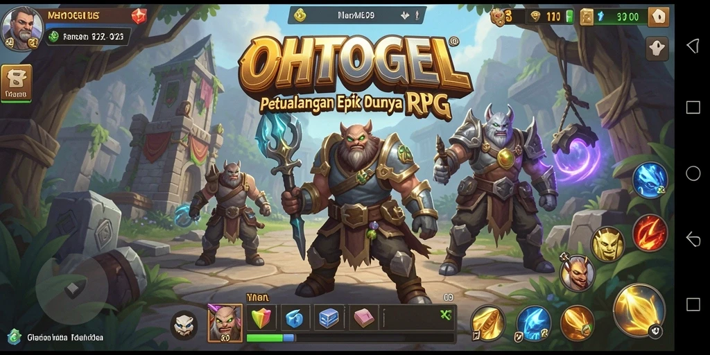 Tampilan gameplay seru dengan karakter RPG yang beraksi.
