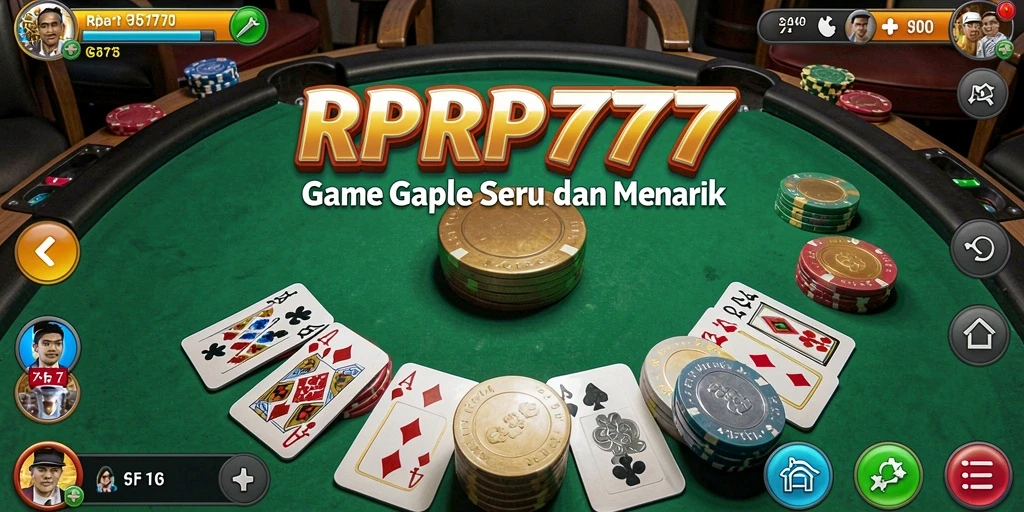 Screenshot utama RPRP777 menunjukkan aksi seru bermain Gaple.