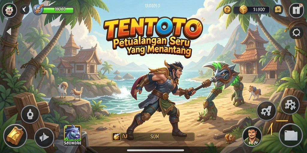 Screenshot TENTOTO menampilkan aksi seru dalam permainan petualangan.