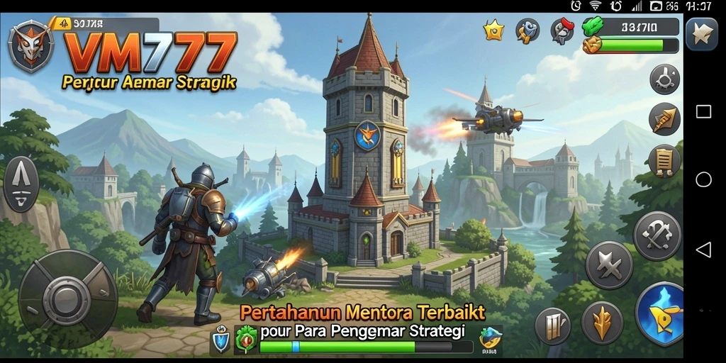 Tampilan gameplay VM777 yang mendebarkan di Tower Defense.