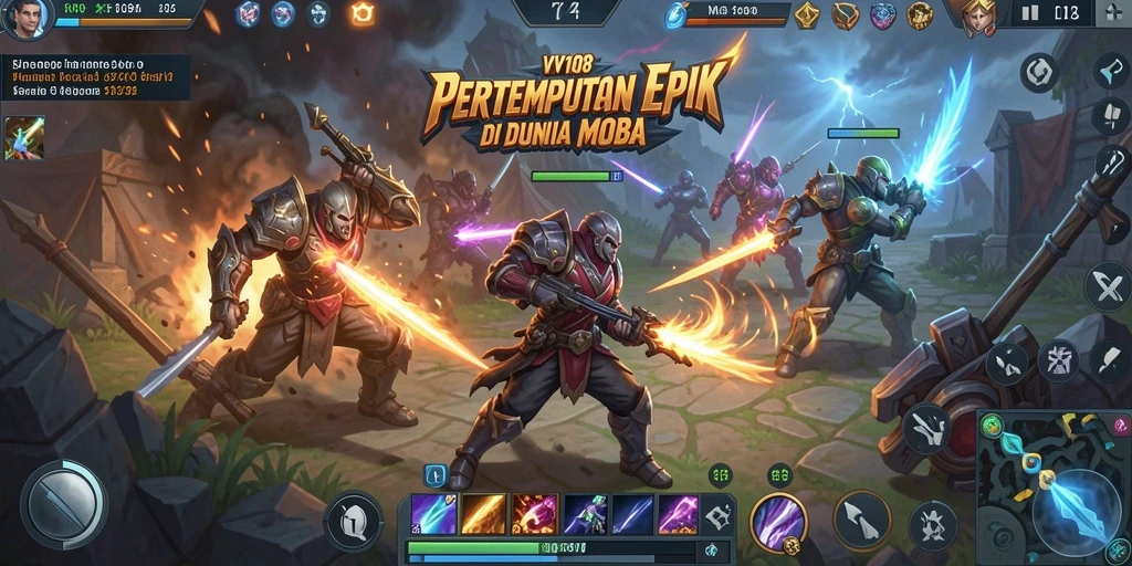 Tampilan aksi seru dari gameplay MOBA di VW108.