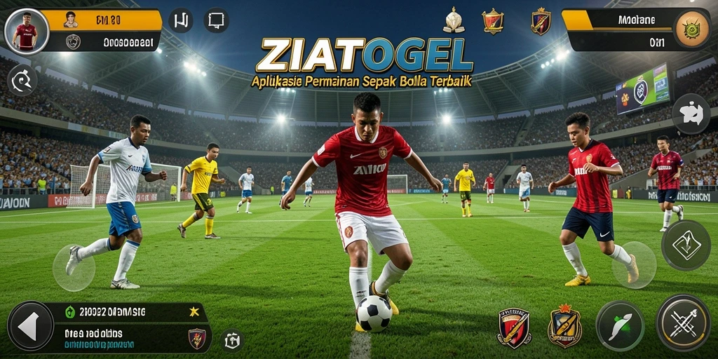 Tampilan gameplay seru ZIATOGEL dengan aksi sepak bola menegangkan.