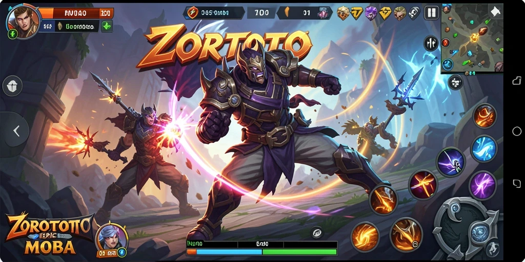 Tampilan gameplay ZOROTOTO saat pertarungan epik antar tim.